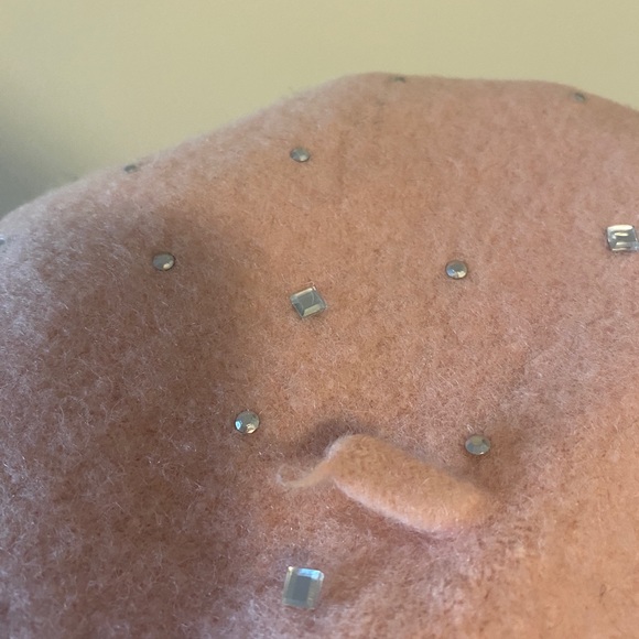 NWOT MyBasic Pink Wool Rhinestone Beret - Picture 2 of 4